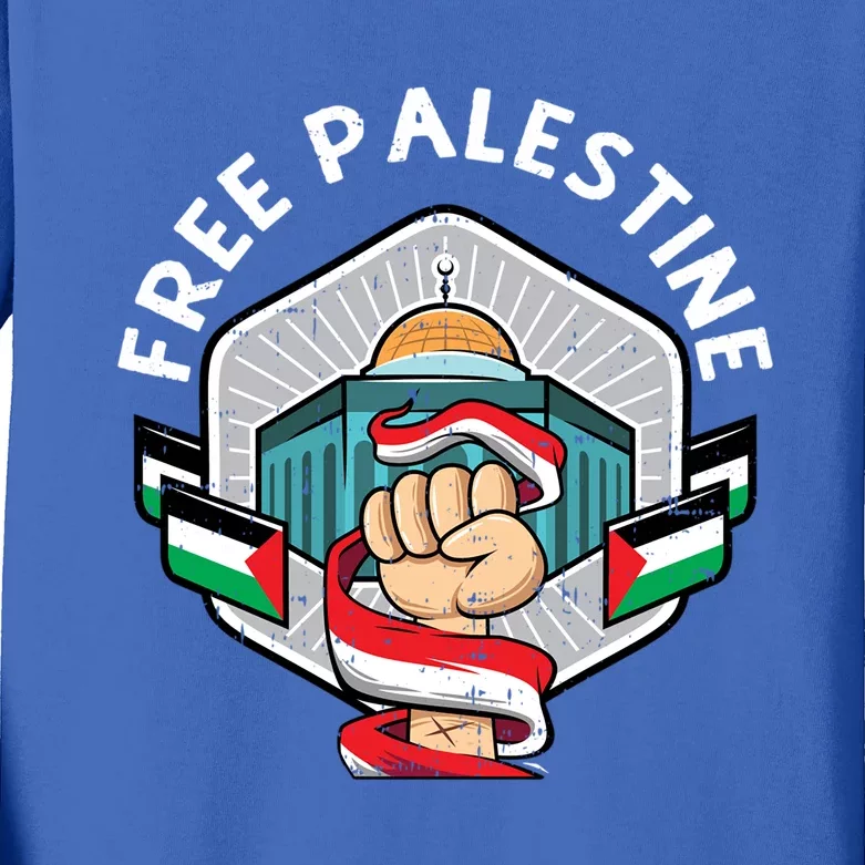 Free Palestine Flag Save Gaza Strip End The Occupation Gift Kids Long Sleeve Shirt