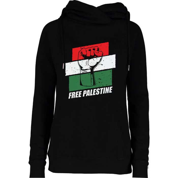 Free Palestine Womens Funnel Neck Pullover Hood