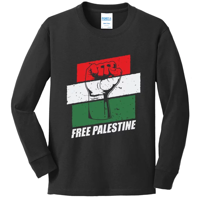 Free Palestine Kids Long Sleeve Shirt