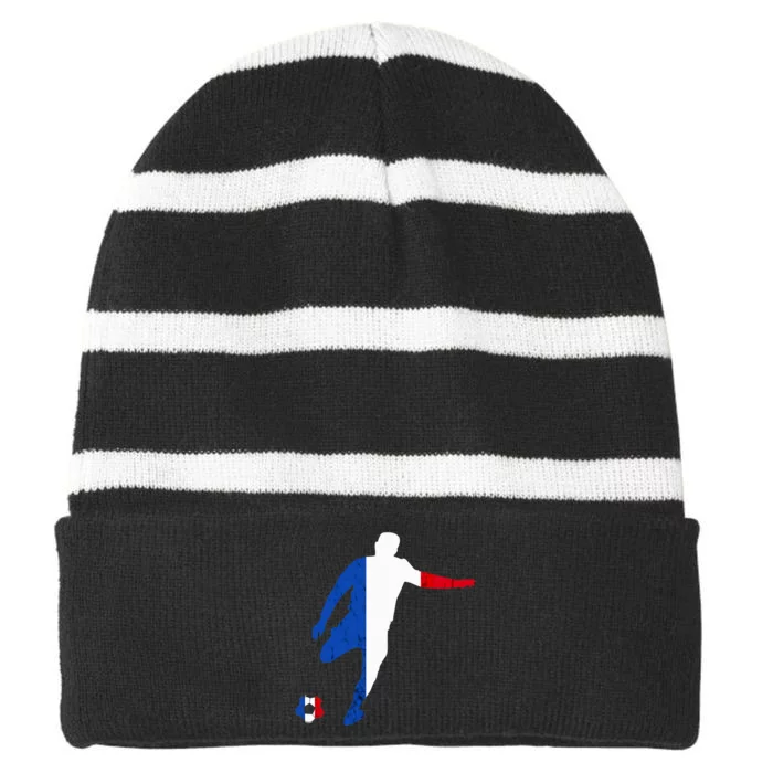 French Pride France Soccer Team France Flag French Roots Striped Beanie with Solid Band