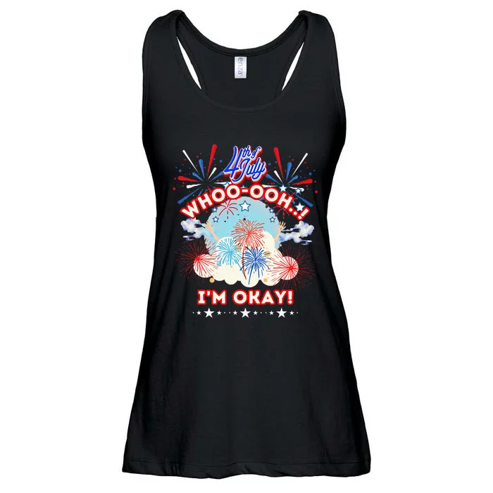 Funny Pyrotechnics Fireworks Whooooh Im Okay 4th Of July Ladies Essential Flowy Tank