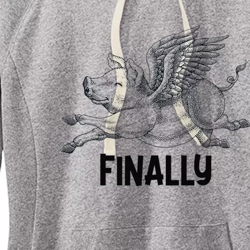 Finally, Pigs Flying When Piggies Fly Funny Flying Graphic Women's Fleece Hoodie