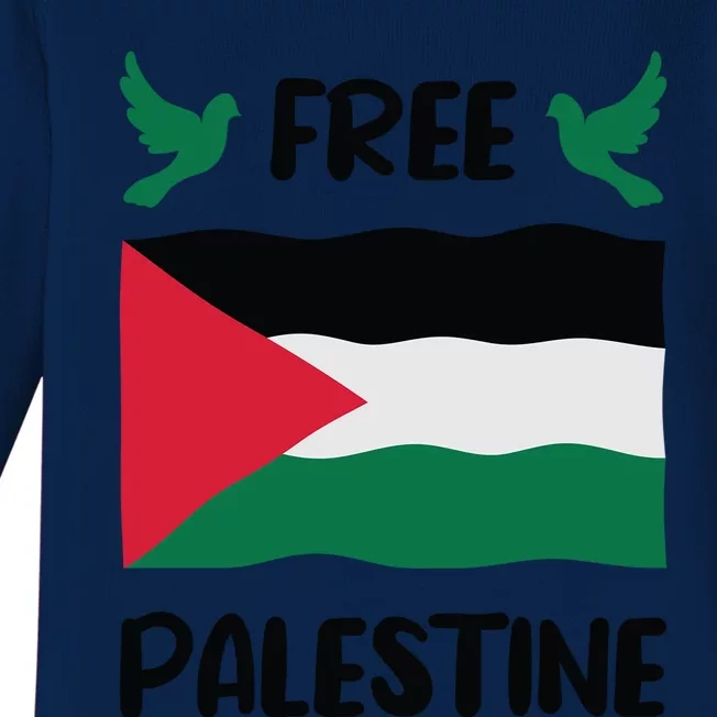 Free Palestine Flag Gift Baby Long Sleeve Bodysuit