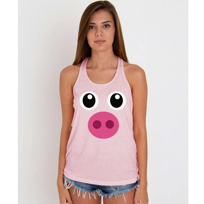 Funny Pig Face Swine Halloween Costume Gift Women's Knotted Racerback Tank