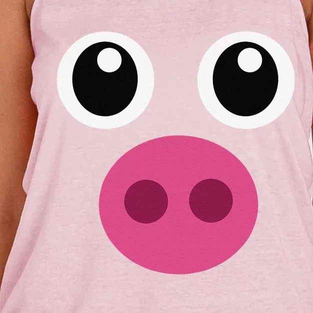 Funny Pig Face Swine Halloween Costume Gift Women's Knotted Racerback Tank