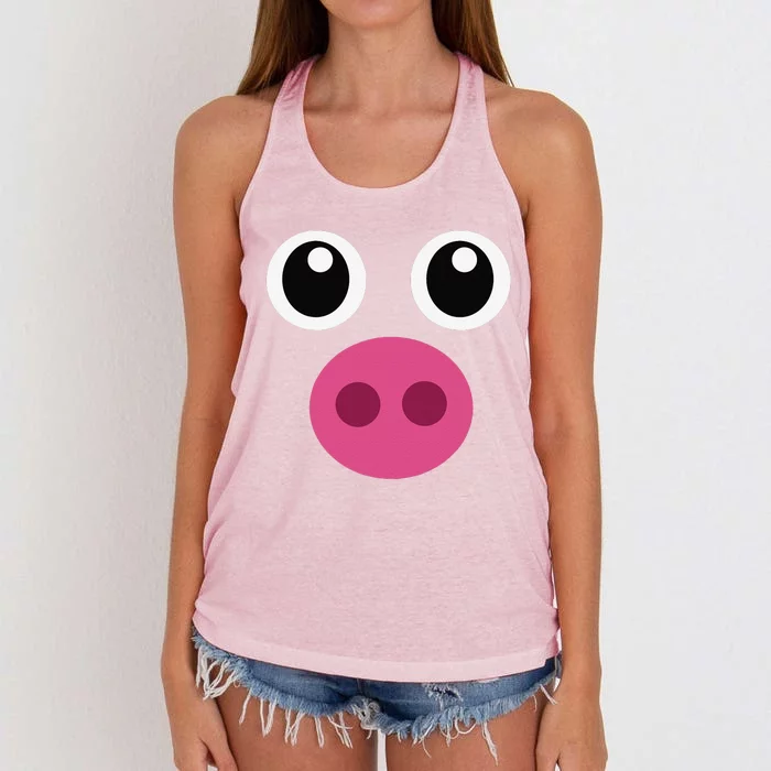 Funny Pig Face Swine Halloween Costume Gift Women's Knotted Racerback Tank