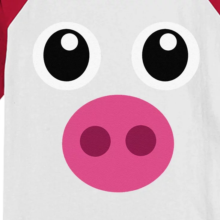 Funny Pig Face Swine Halloween Costume Gift Kids Colorblock Raglan Jersey