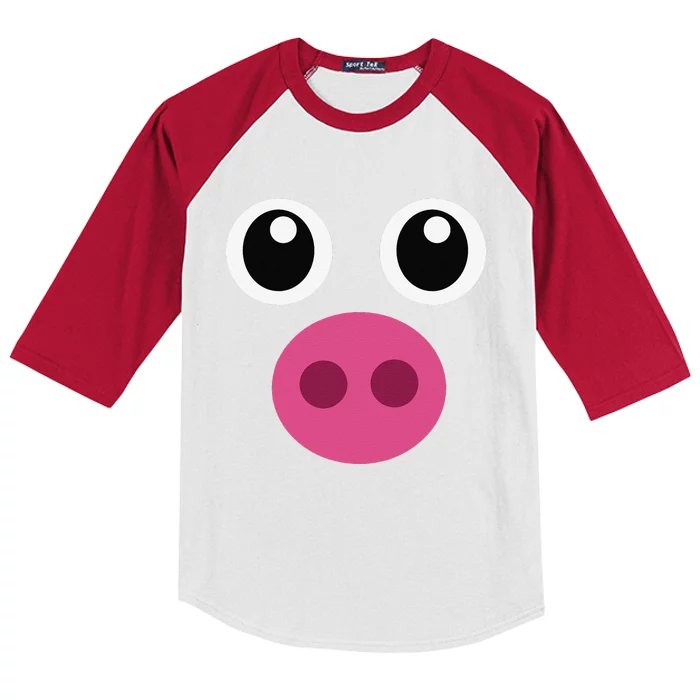 Funny Pig Face Swine Halloween Costume Gift Kids Colorblock Raglan Jersey