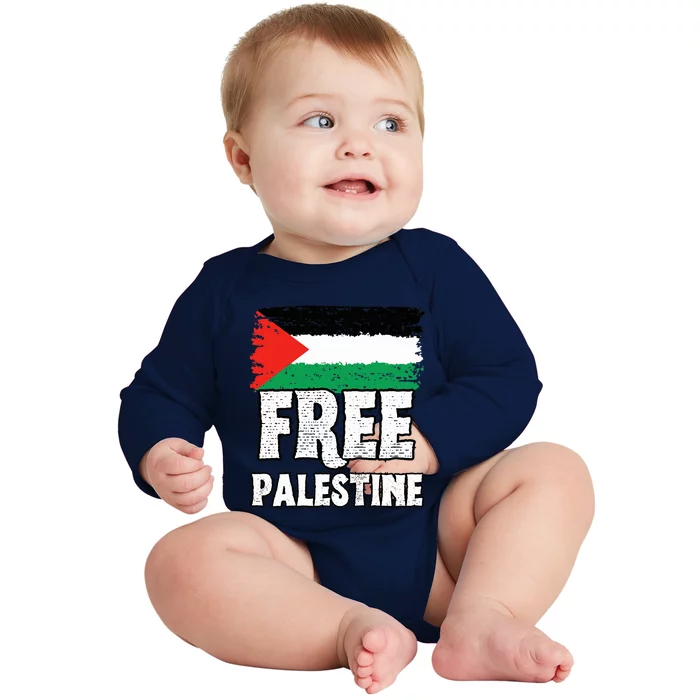 Free Palestine Flag Baby Long Sleeve Bodysuit