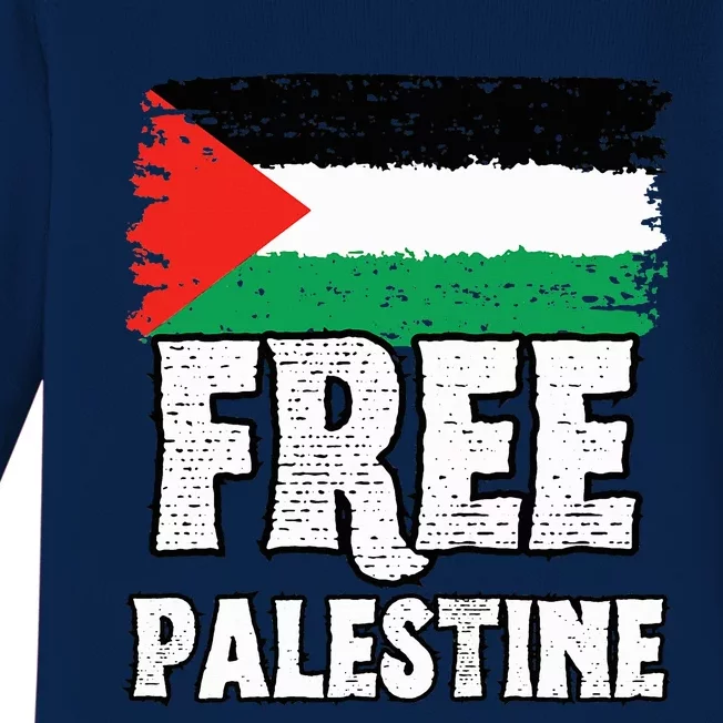 Free Palestine Flag Baby Long Sleeve Bodysuit