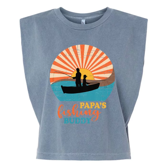 Fishing Papas Fishing Buddy For BBoy And Papa Matching Garment-Dyed Women's Muscle Tee