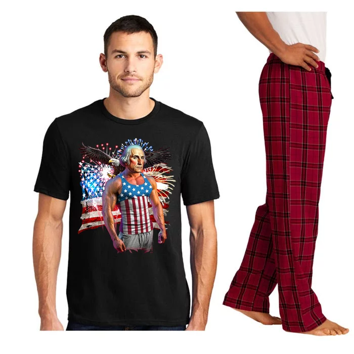 Funny Patriotic Fourth Of July Buff George Washington Pajama Set