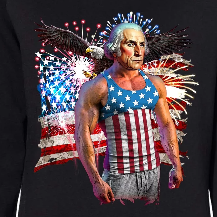 Funny Patriotic Fourth Of July Buff George Washington Womens California Wash Sweatshirt