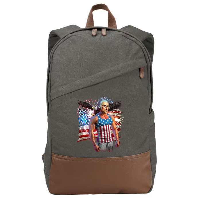 Funny Patriotic Fourth Of July Buff George Washington Cotton Canvas Backpack