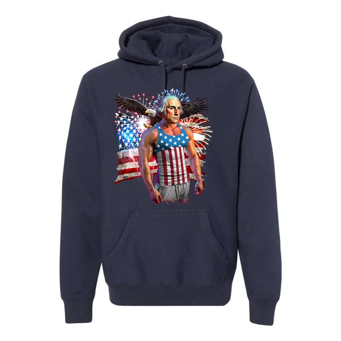 Funny Patriotic Fourth Of July Buff George Washington Premium Hoodie