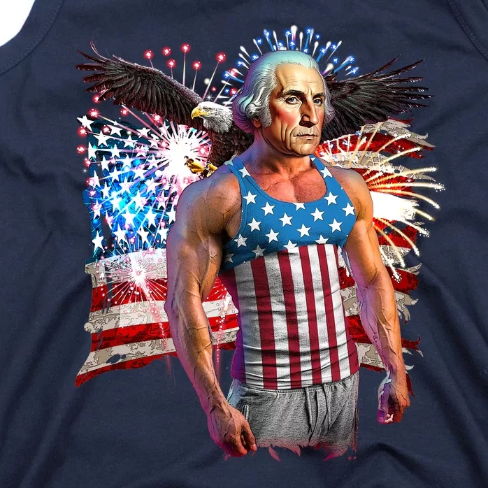 Funny Patriotic Fourth Of July Buff George Washington Tank Top