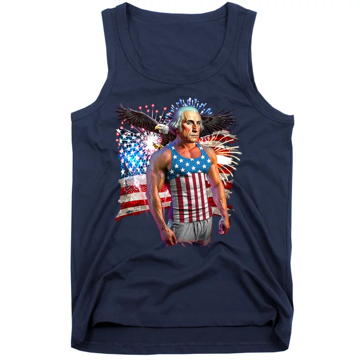 Funny Patriotic Fourth Of July Buff George Washington Tank Top