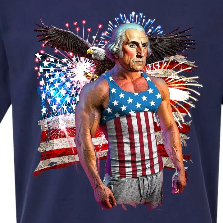 Funny Patriotic Fourth Of July Buff George Washington Sueded Cloud Jersey T-Shirt