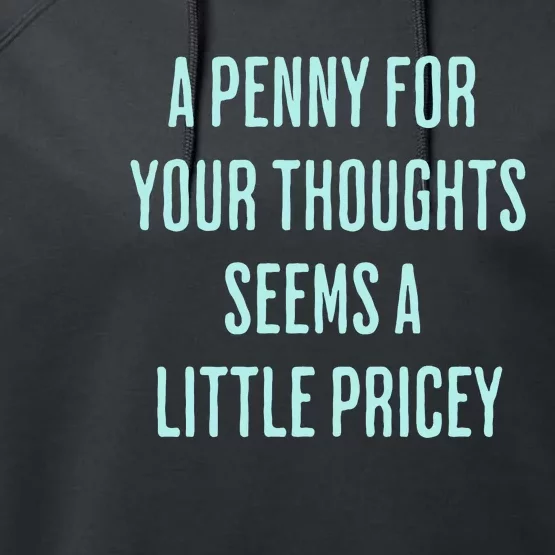 Funny Penny For Your Thoughts Sarcastic Joke Gift Performance Fleece Hoodie