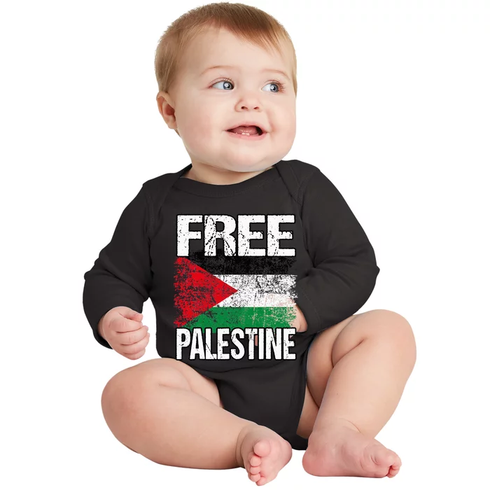 Free Palestine Flag Save Gaza Strip Palestinian Baby Long Sleeve Bodysuit