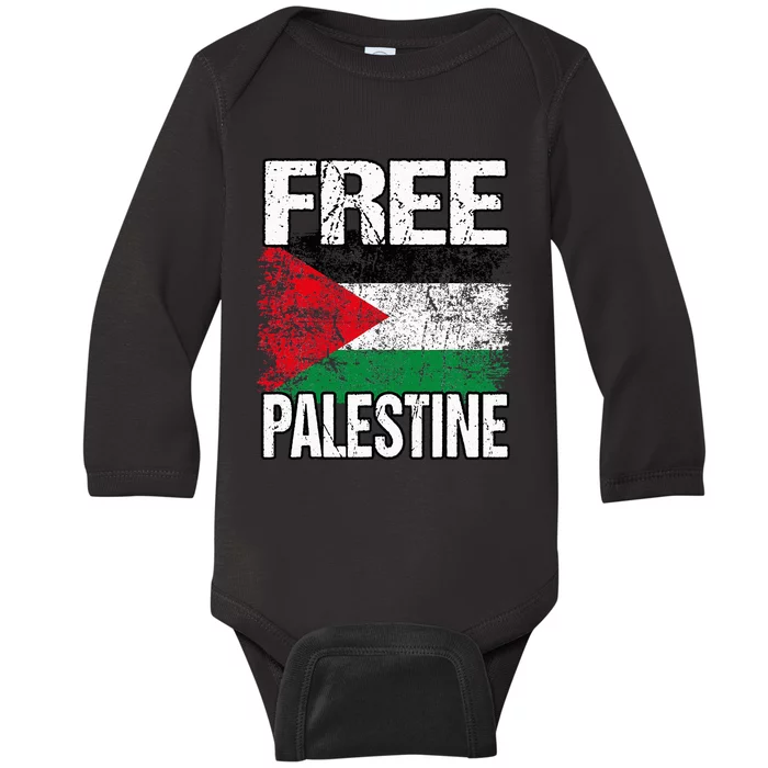 Free Palestine Flag Save Gaza Strip Palestinian Baby Long Sleeve Bodysuit