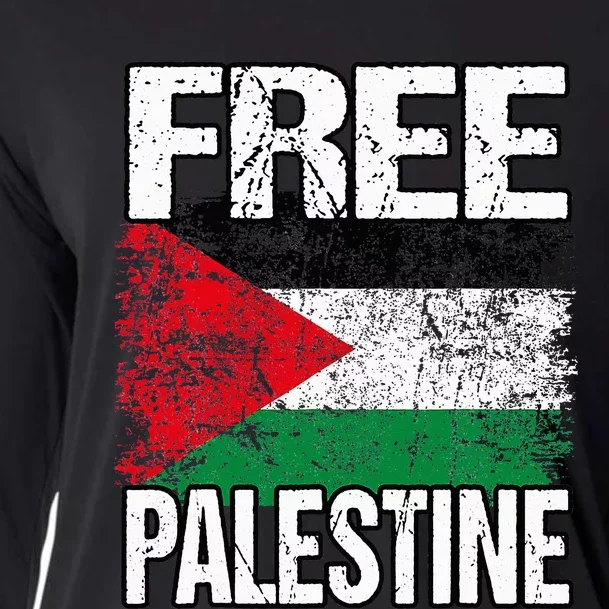 Free Palestine Flag Save Gaza Strip Palestinian Cooling Performance Long Sleeve Crew