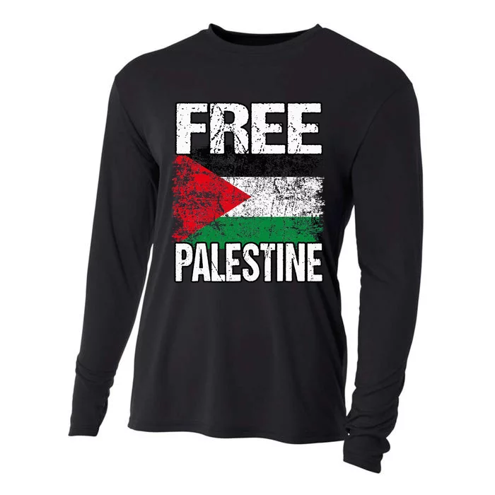 Free Palestine Flag Save Gaza Strip Palestinian Cooling Performance Long Sleeve Crew