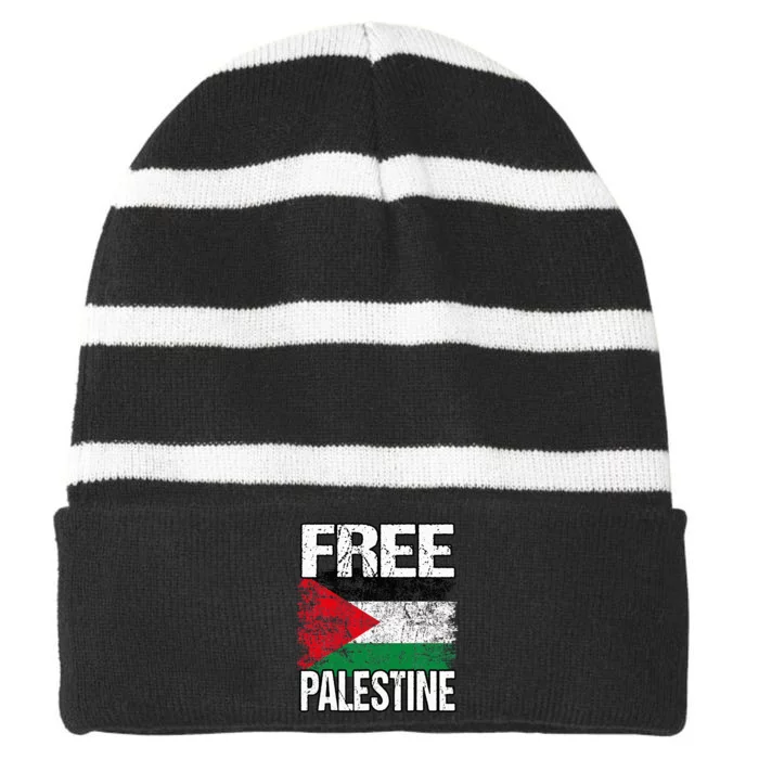 Free Palestine Flag Save Gaza Strip Palestinian Striped Beanie with Solid Band