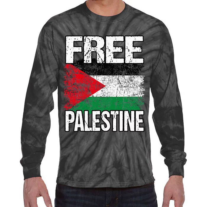 Free Palestine Flag Save Gaza Strip Palestinian Tie-Dye Long Sleeve Shirt