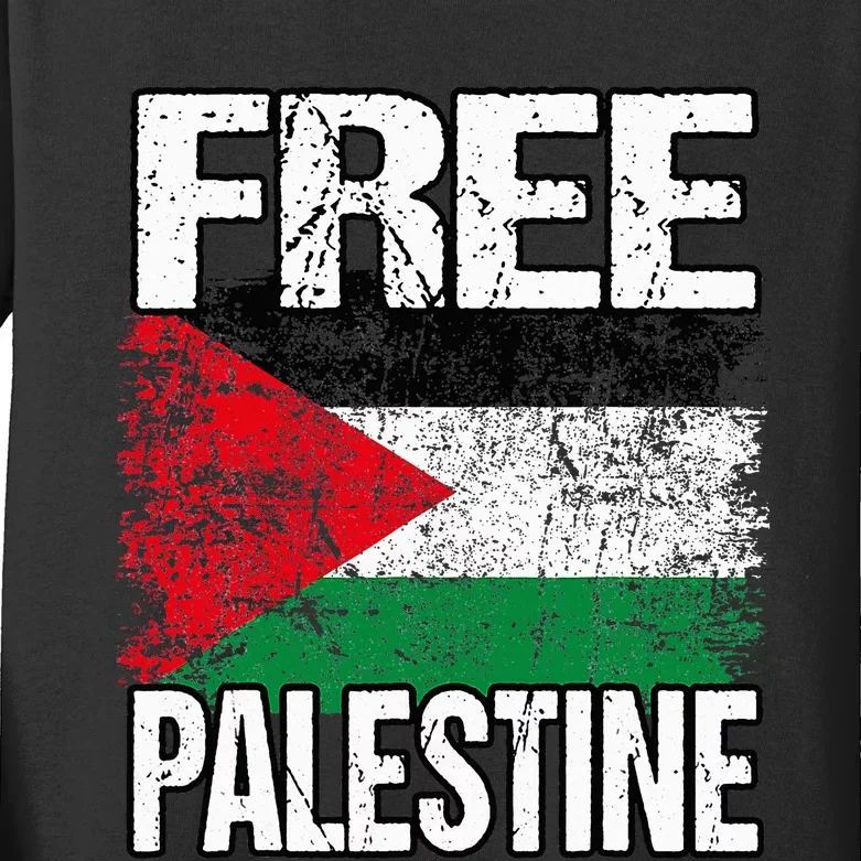 Free Palestine Flag Save Gaza Strip Palestinian Kids Long Sleeve Shirt