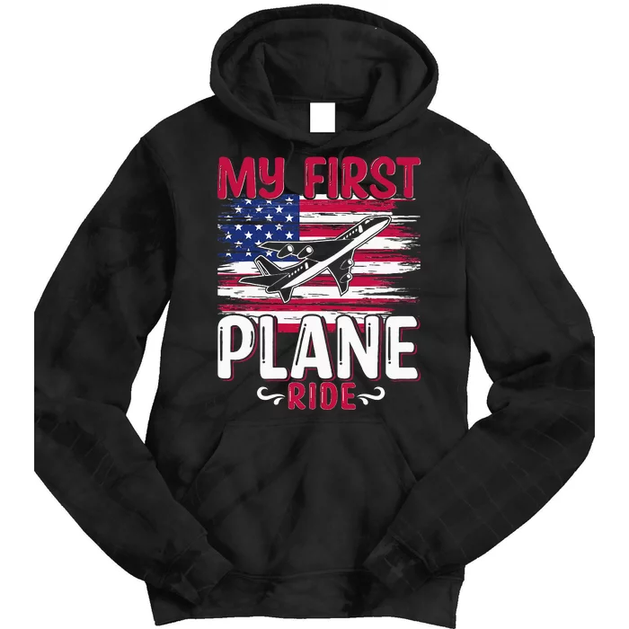 First Plane Flight First Time Flying Usa Flag Airplane Tie Dye Hoodie