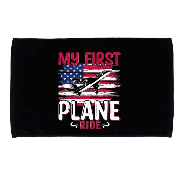 First Plane Flight First Time Flying Usa Flag Airplane Microfiber Hand Towel