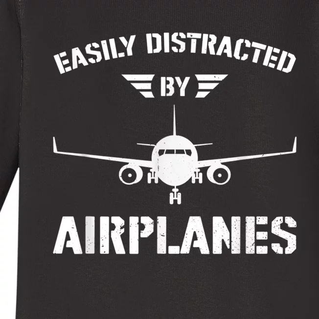 Funny Plane Flying Design For Pilot & Aviation Fans Airplane Baby Long Sleeve Bodysuit