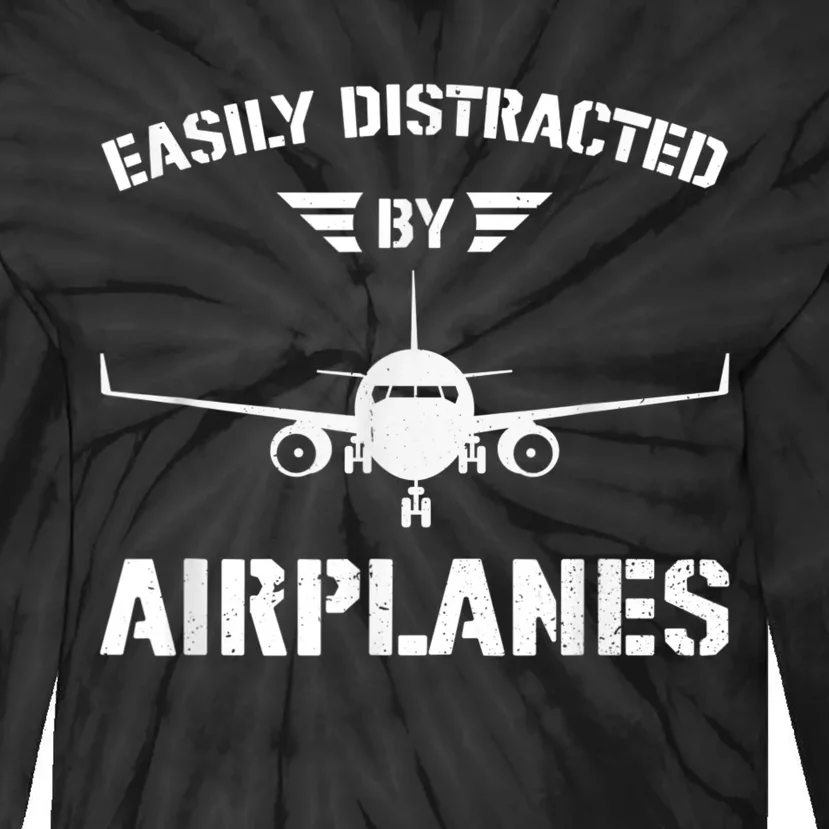 Funny Plane Flying Design For Pilot & Aviation Fans Airplane Tie-Dye Long Sleeve Shirt