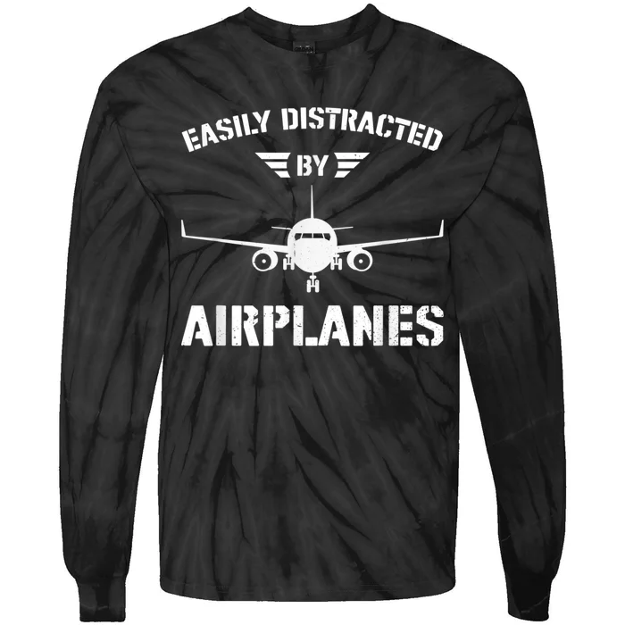 Funny Plane Flying Design For Pilot & Aviation Fans Airplane Tie-Dye Long Sleeve Shirt