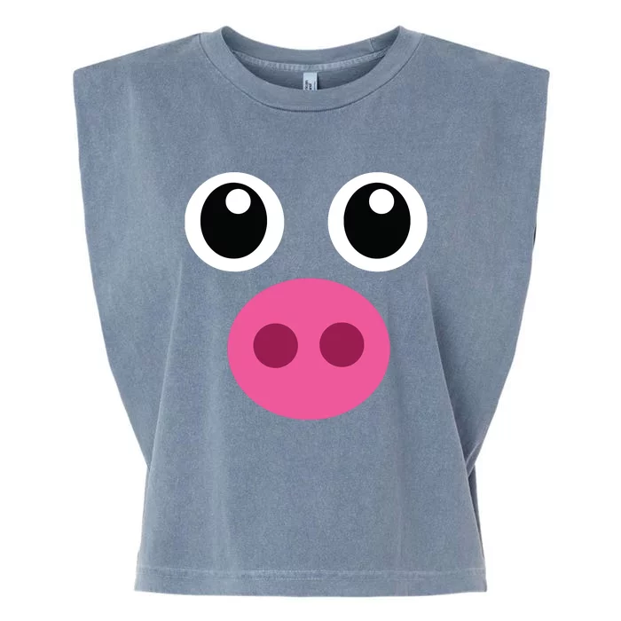 Funny Pig Face Shirts Swine Halloween Costume Gift Garment-Dyed Women's Muscle Tee