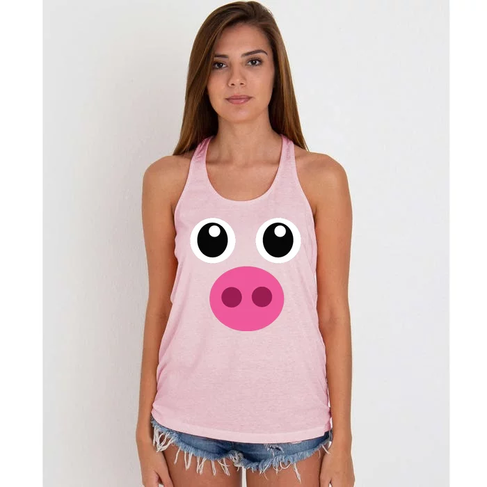 Funny Pig Face Shirts Swine Halloween Costume Gift Women's Knotted Racerback Tank