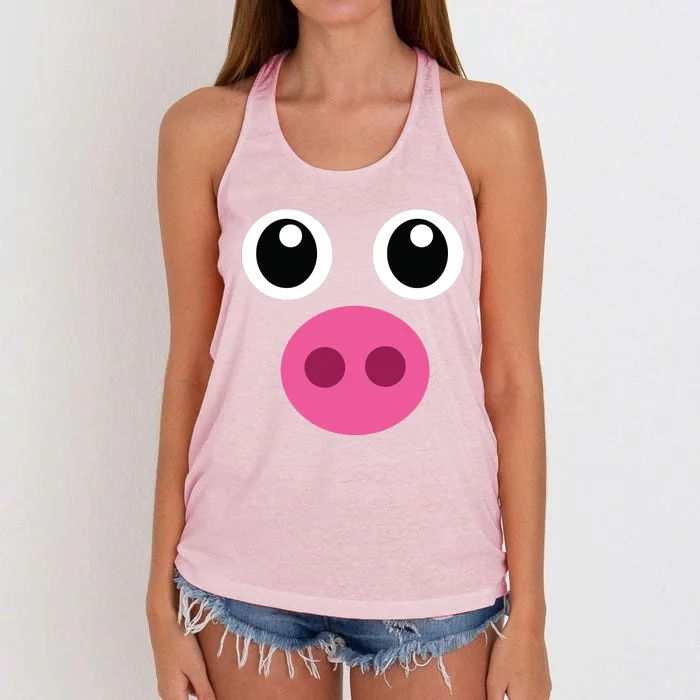 Funny Pig Face Shirts Swine Halloween Costume Gift Women's Knotted Racerback Tank