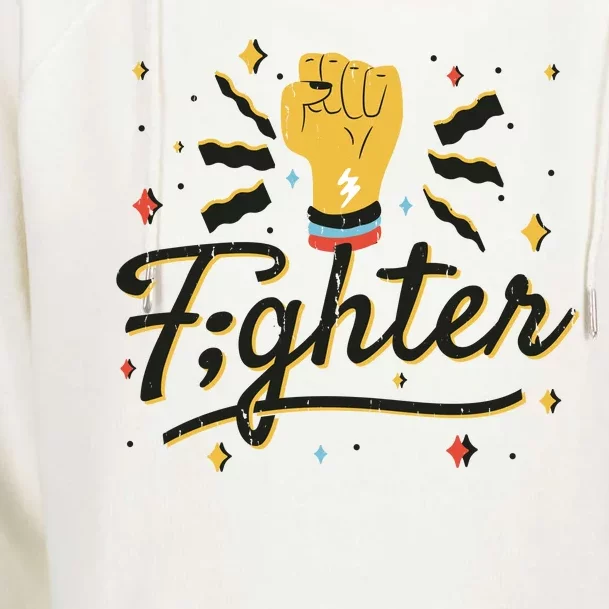 Fighter Powerful Fist Womens Funnel Neck Pullover Hood