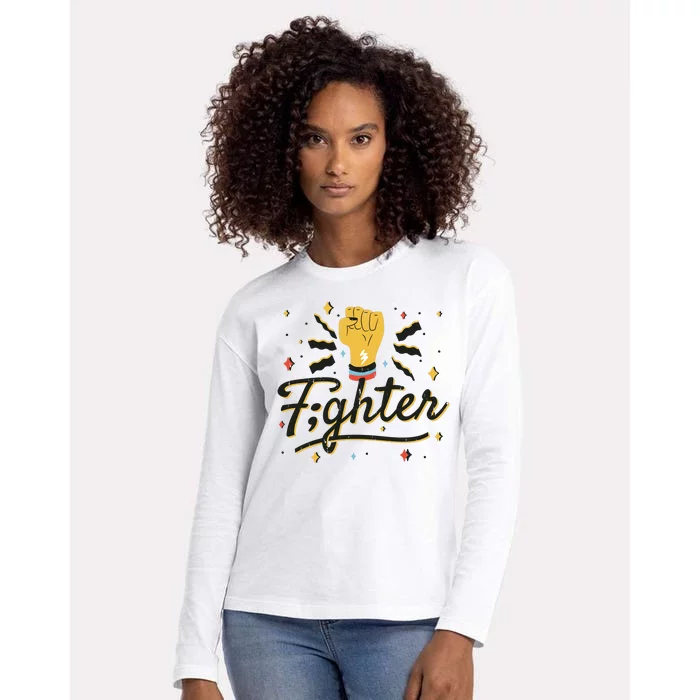 Fighter Powerful Fist Womens Cotton Relaxed Long Sleeve T-Shirt