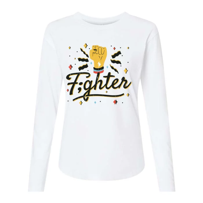 Fighter Powerful Fist Womens Cotton Relaxed Long Sleeve T-Shirt