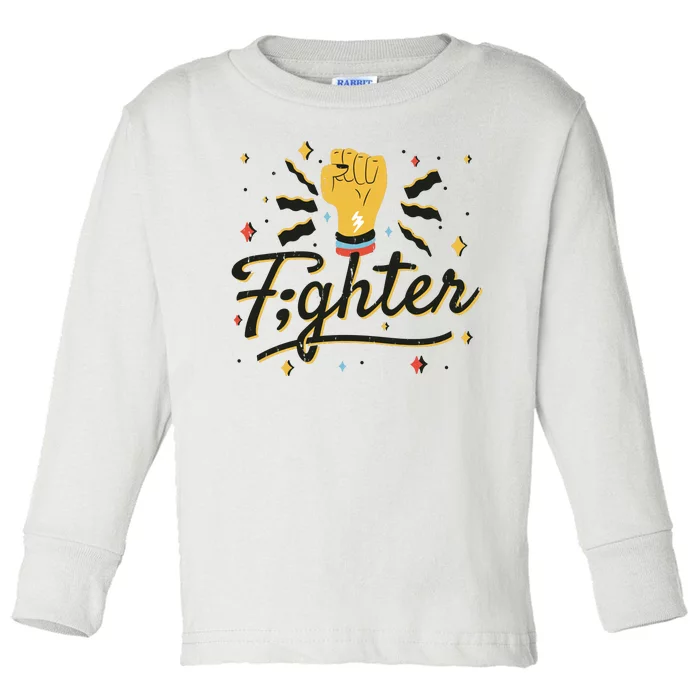 Fighter Powerful Fist Toddler Long Sleeve Shirt