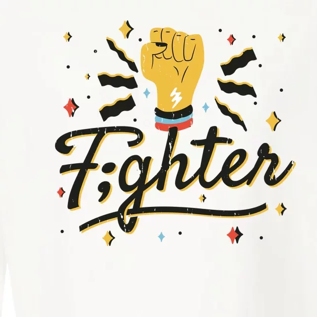 Fighter Powerful Fist Cropped Pullover Crew