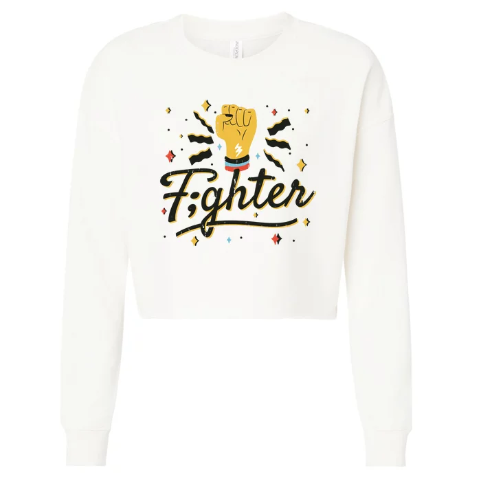 Fighter Powerful Fist Cropped Pullover Crew