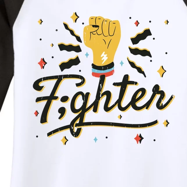 Fighter Powerful Fist Women's Tri-Blend 3/4-Sleeve Raglan Shirt