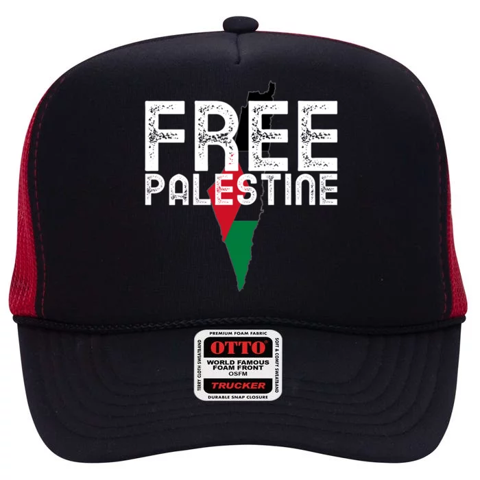 Free Palestine Flag Arabic Free Gaza Palestinian Flag High Crown Mesh Trucker Hat