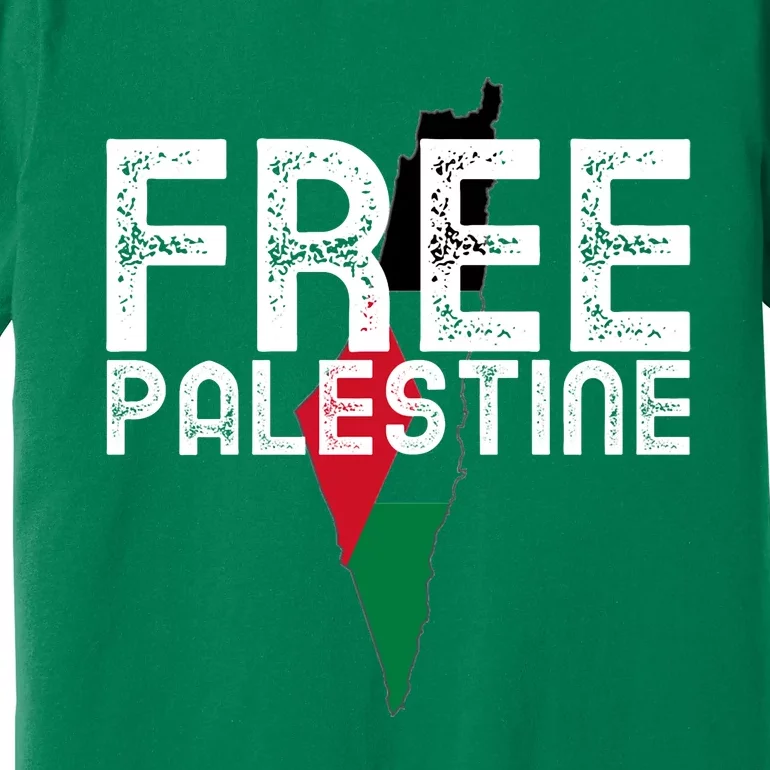 Free Palestine Flag Arabic Free Gaza Palestinian Flag Premium T-Shirt