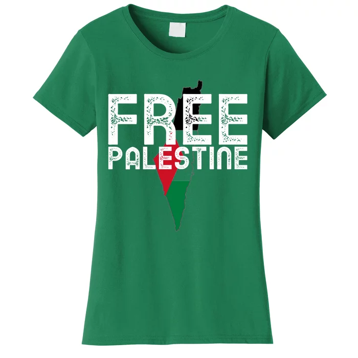 Free Palestine Flag Arabic Free Gaza Palestinian Flag Women's T-Shirt