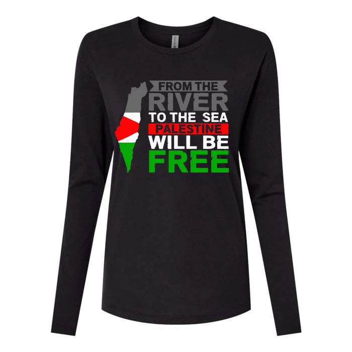 Free Palestine Womens Cotton Relaxed Long Sleeve T-Shirt