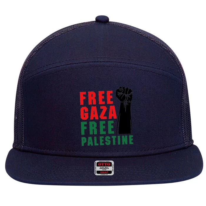 Free Palestine 7 Panel Mesh Trucker Snapback Hat